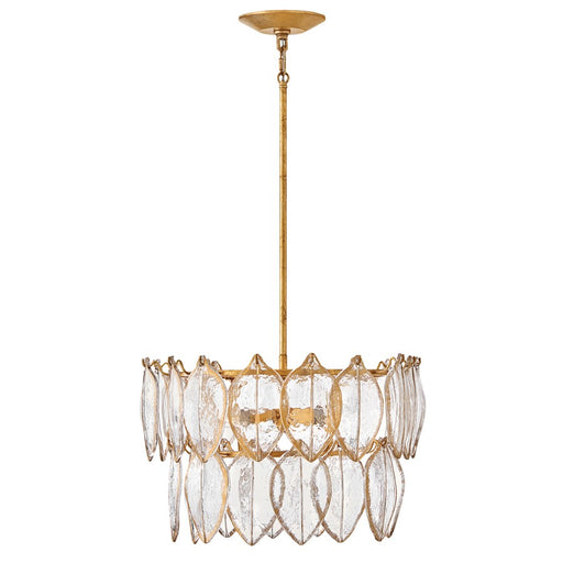 Fredrick Ramond Amira 4Lt 19" Semi Flush, Brass/Clear Pressed