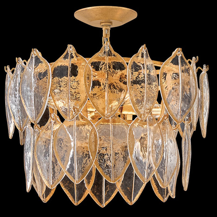 Fredrick Ramond Amira 4Lt 19" Semi Flush, Brass/Clear Pressed