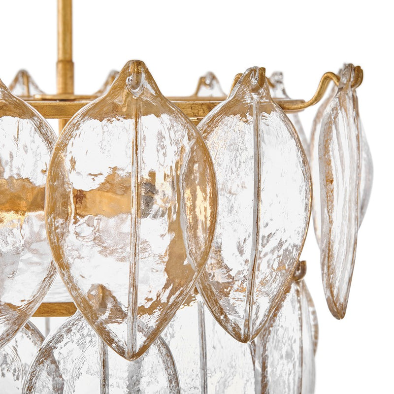 Fredrick Ramond Amira 4Lt 19" Semi Flush, Brass/Clear Pressed