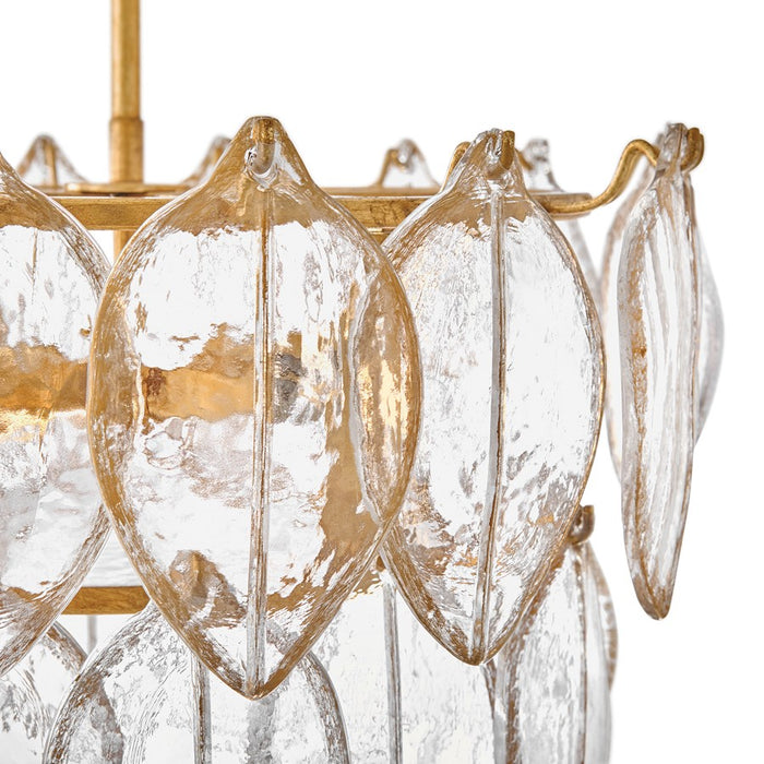 Fredrick Ramond Amira 4Lt 19" Semi Flush, Brass/Clear Pressed