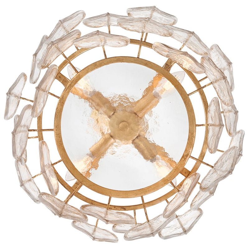 Fredrick Ramond Amira 4Lt 19" Semi Flush, Brass/Clear Pressed