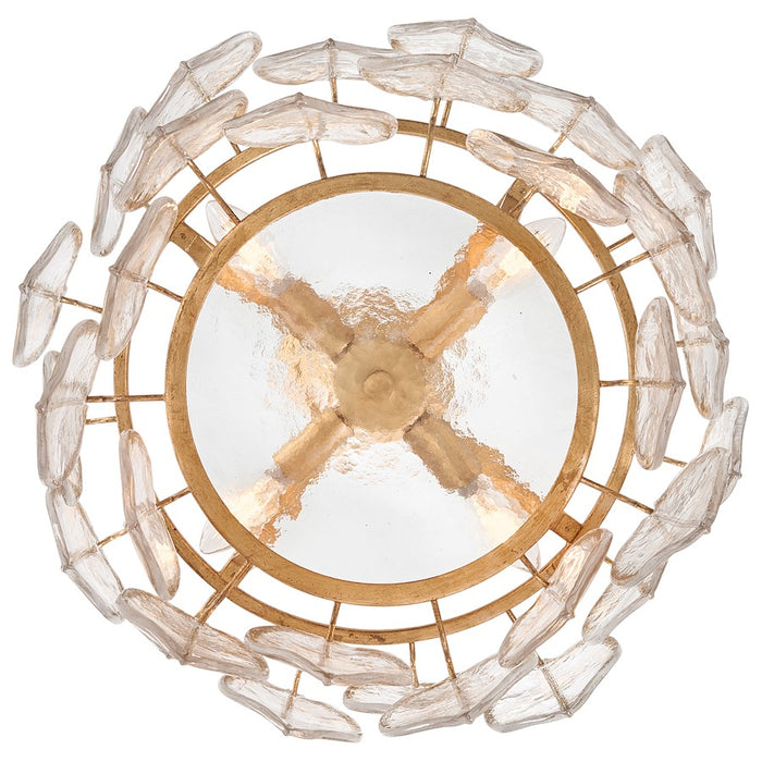 Fredrick Ramond Amira 4Lt 19" Semi Flush, Brass/Clear Pressed