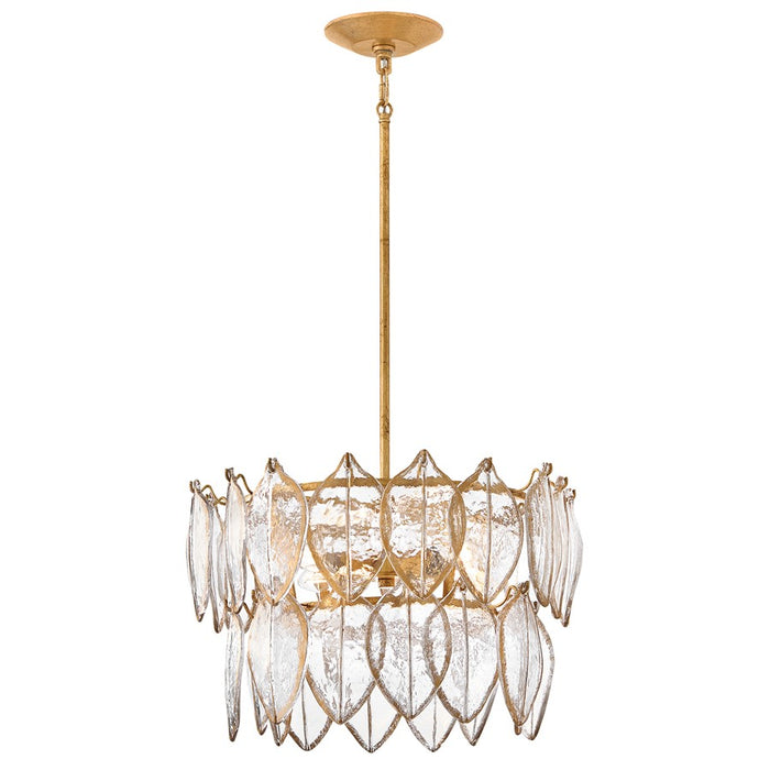 Fredrick Ramond Amira 4Lt 19" Semi Flush, Brass/Clear Pressed