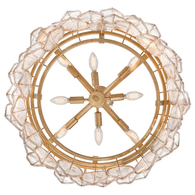 Fredrick Ramond Amira 8Lt 30" Chandelier, Brass/Clear Pressed