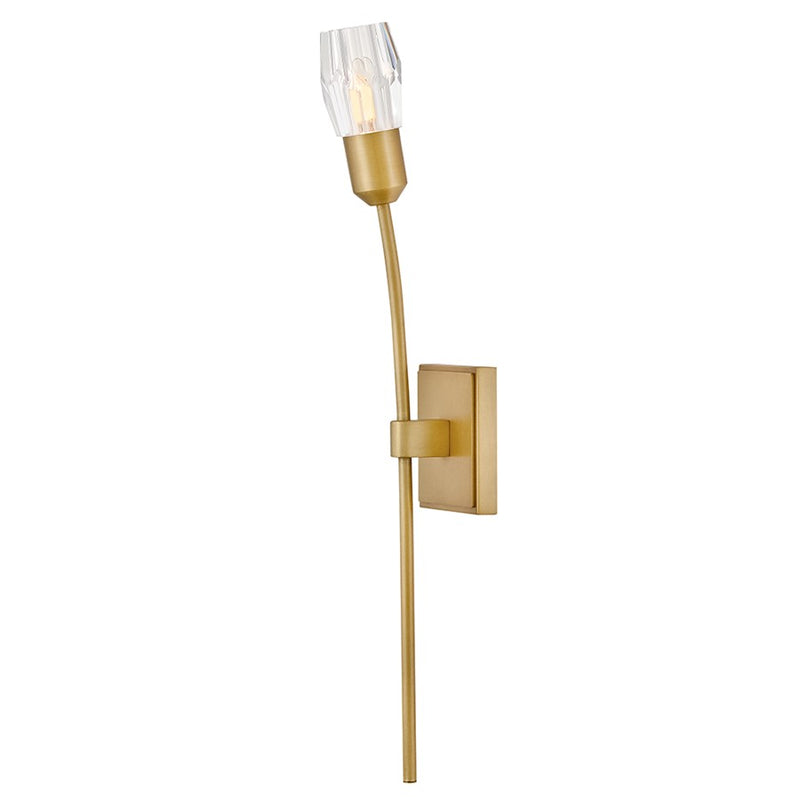 Fredrick Ramond Atera 1Lt Wall Mount, Brass/Faceted Clear Crystal