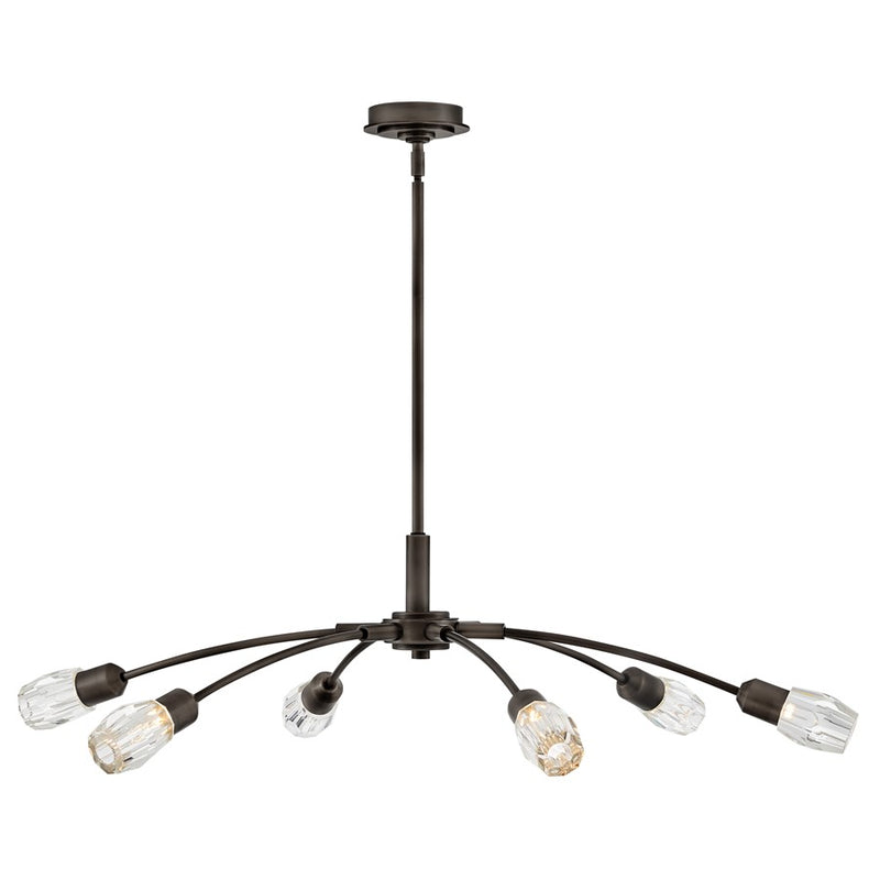 Hinkley Atera 45in 6-Light Chandelier | Modern Black Oxide Steel and Faceted Clear Crystal | Living Room & Dining Room | 45 x 45 x 9 in | Model FR33326BX