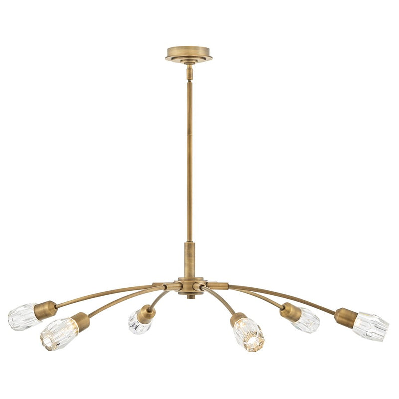 Hinkley Atera 45in 6-Light Chandelier | Transitional Heritage Brass Steel and Faceted Clear Crystal | Living Room & Dining Room | 45 x | Model FR33326HB