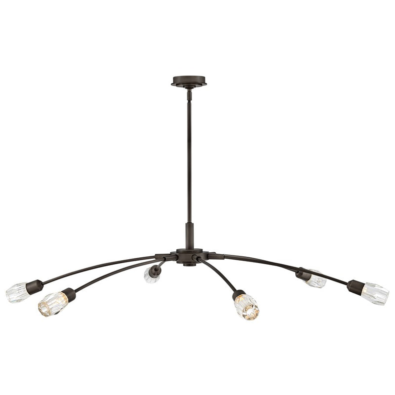 Hinkley Atera 60in 6-Light Chandelier | Modern Black Oxide Steel and Faceted Clear Crystal | Living Room & Dining Room | 60 x 60 x 10 in | Model FR33328BX
