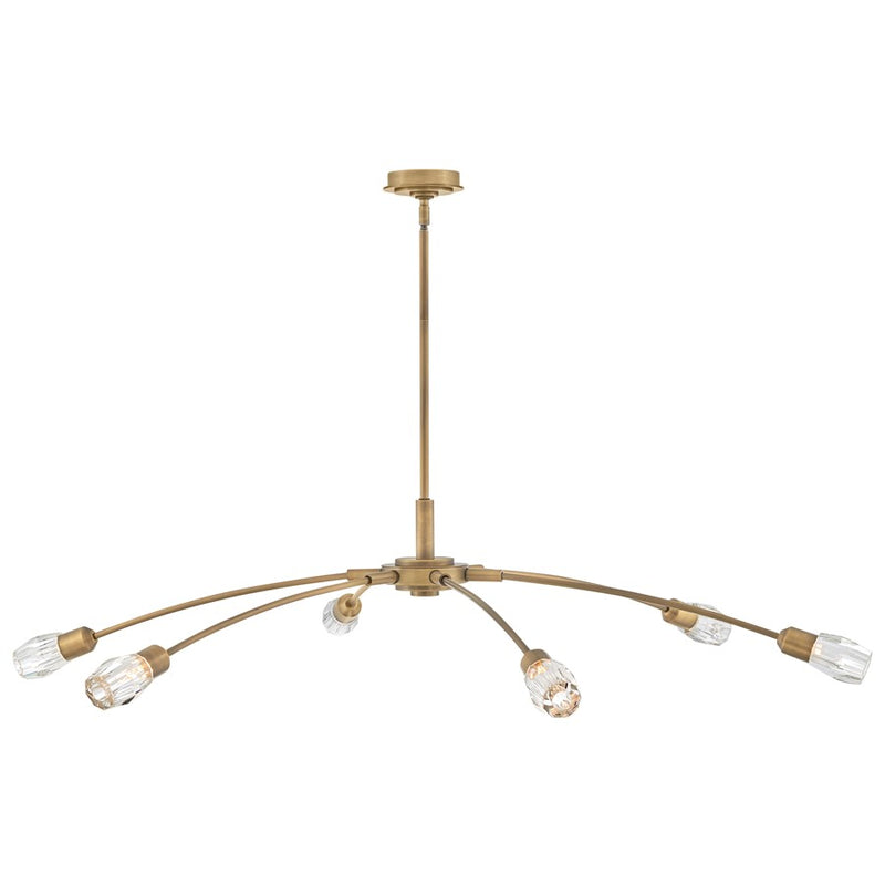 Hinkley Atera 60in 6-Light Chandelier | Modern Transitional Heritage Brass Steel and Faceted Clear Crystal | Living Room & Dining Room | Model FR33328HB