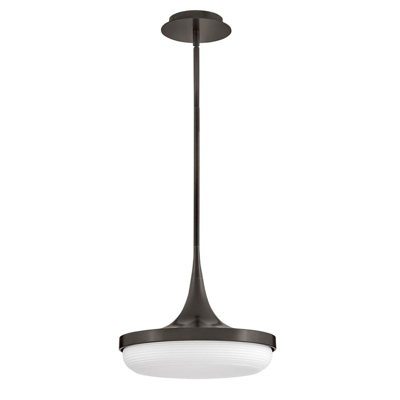 Hinkley Elsa 14in 1-Light LED Convertible Pendant | Transitional Black Oxide Steel and Cased Opal Glass | Kitchen Island & Dining Room | Model FR35047BX