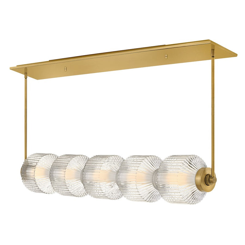 Fredrick Ramond Reign Chandelier, Lacquered Brass/Clear Ribbed