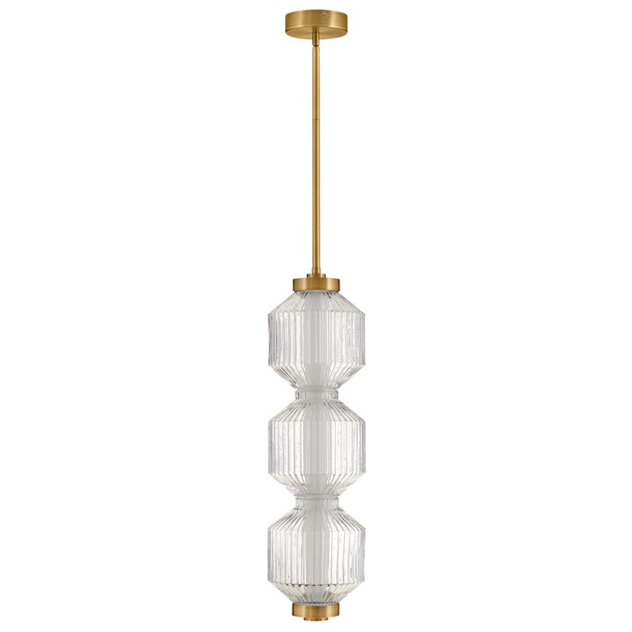 Fredrick Ramond Reign LED Pendant, Lacquered Brass/Clear Ribbed - FR41467LCB
