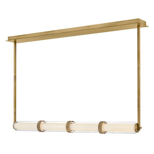 Fredrick Ramond Cy Chandelier, Lacquered Brass/Clear/Etched Opal - FR41486LCB