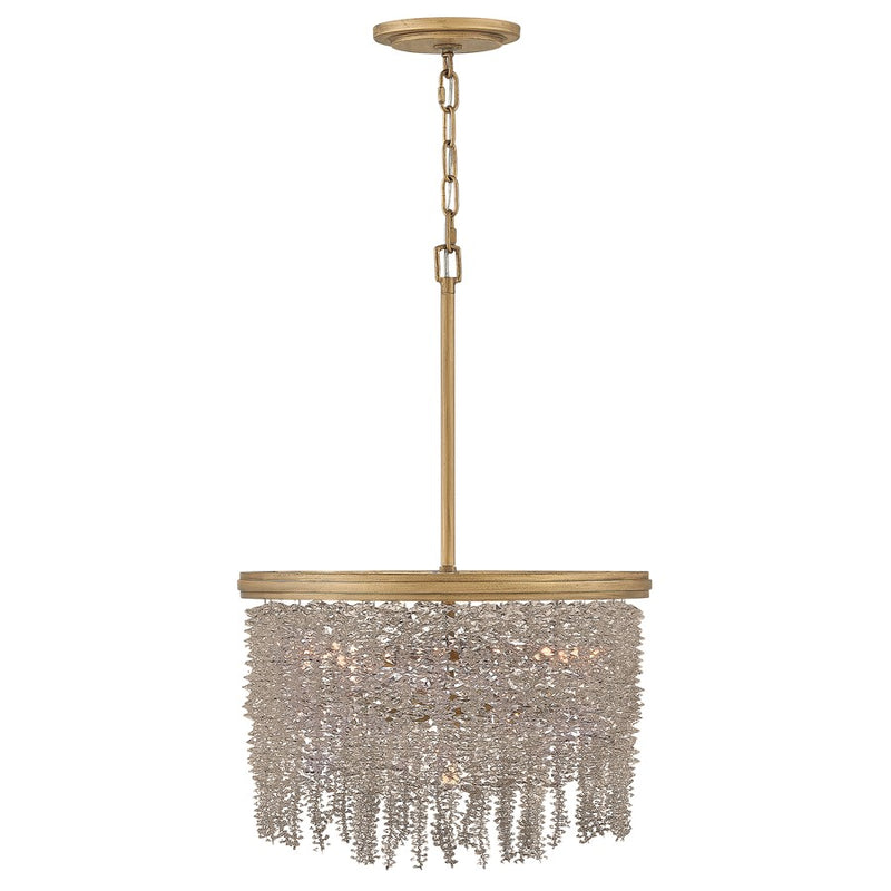 Hinkley Rubina 18in 4-Light Semi-Flush Mount | Traditional Burnished Gold Steel and Light Amber Crystal | Living Room & Dining Room | Model FR41493BNG-LA