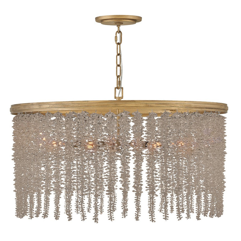Hinkley Rubina 30in 6-Light Chandelier | Traditional Burnished Gold Steel and Light Amber Crystal | Dining Room & Living Room | 30 x | Model FR41494BNG-LA