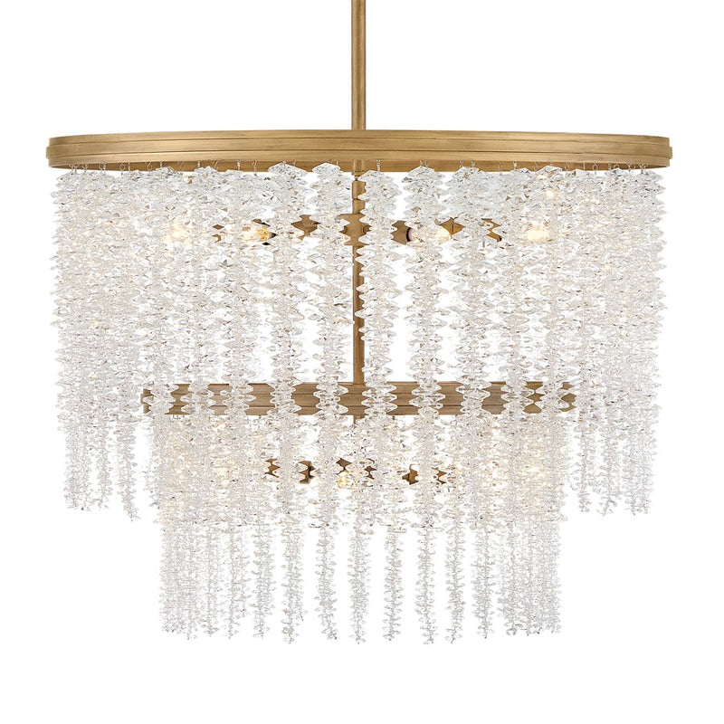 Hinkley Rubina 26in 10-Light Chandelier | Traditional Burnished Gold Steel and Clear Crystal | Living Room & Dining Room | 26 x 26 x 32 | Model FR41495BNG