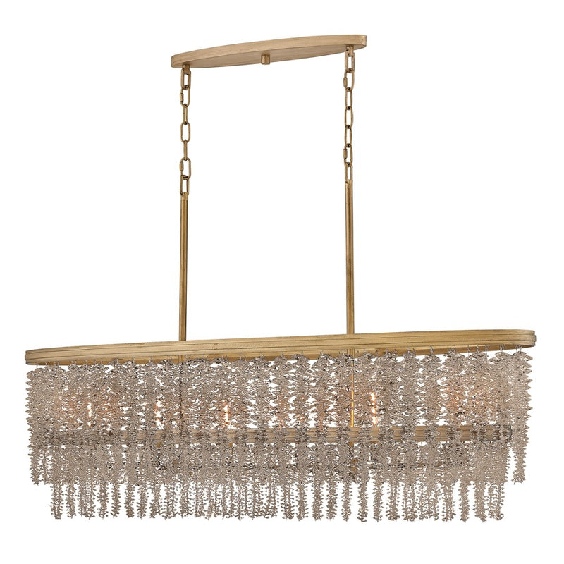 Hinkley Rubina 48in 6-Light Linear Chandelier | Traditional Burnished Gold Steel and Light Amber Crystal | Dining Room & Living Room | Model FR41496BNG-LA