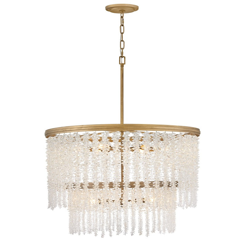 Hinkley Rubina 30in 12-Light Chandelier | Traditional Burnished Gold Steel and Clear Crystal | Dining Room & Foyer | 30 x 30 x 20 in | Model FR41498BNG