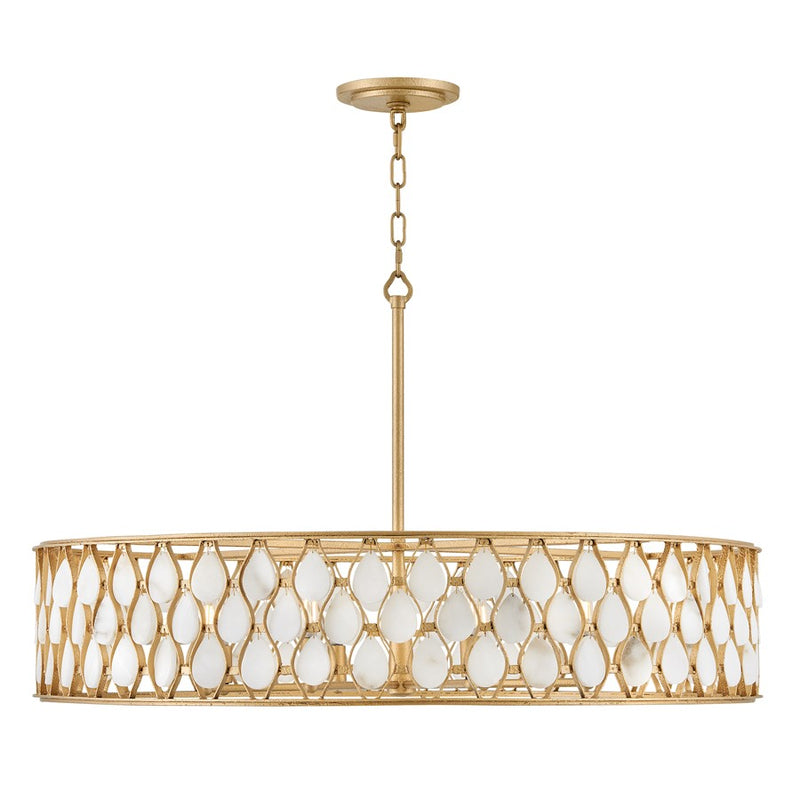 Hinkley Estie 38in 8-Light Chandelier | Traditional Piastra Gold Steel and Natural Alabaster Stone | Dining Room & Living Room | 38 x 38 | Model FR41506PI