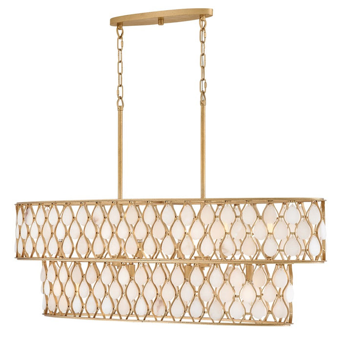Fredrick Ramond Estie 10Lt Linear Chandelier, Piastra Gold/Alabaster - FR41509PI