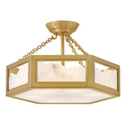 Fredrick Ramond Veleta 6Lt 17" Semi Flush Mount, Brass/Alabaster - FR41533LCB