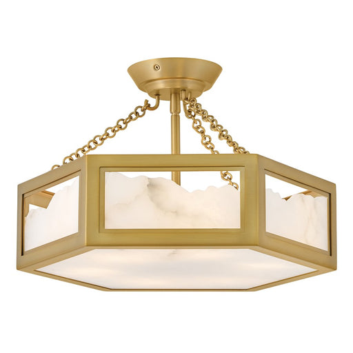 Fredrick Ramond Veleta 6Lt 17" Semi Flush Mount, Brass/Alabaster - FR41533LCB