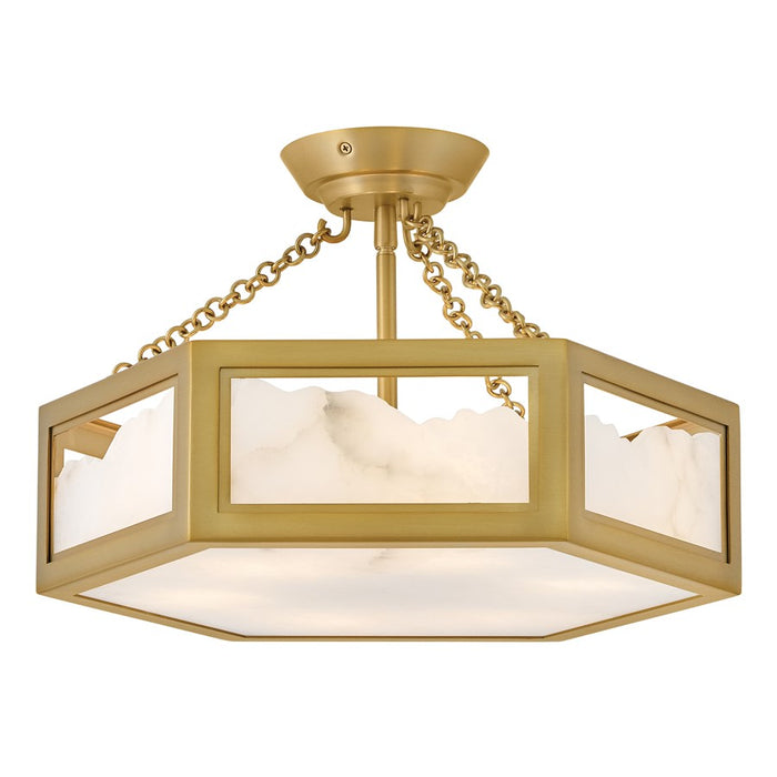 Fredrick Ramond Veleta 6Lt 17" Semi Flush Mount, Brass/Alabaster - FR41533LCB