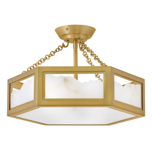 Fredrick Ramond Veleta 6Lt 17" Semi Flush Mount, Brass/Alabaster