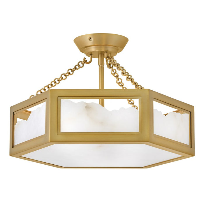 Fredrick Ramond Veleta 6Lt 17" Semi Flush Mount, Brass/Alabaster