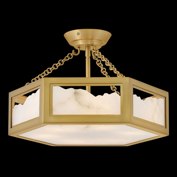 Fredrick Ramond Veleta 6Lt 17" Semi Flush Mount, Brass/Alabaster