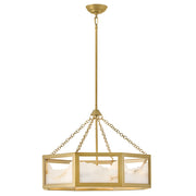 Fredrick Ramond Veleta 8Lt 26" Drum Chandelier, Brass/Alabaster - FR41534LCB