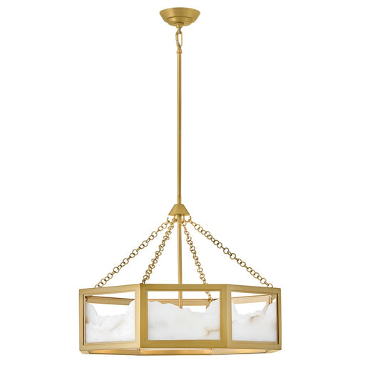 Fredrick Ramond Veleta 8Lt 26" Drum Chandelier, Brass/Alabaster