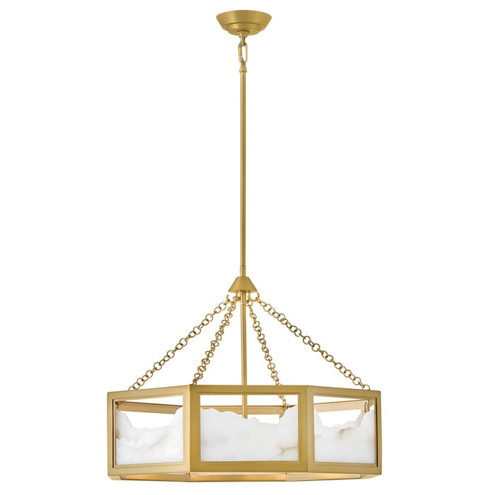 Fredrick Ramond Veleta 8Lt 26" Drum Chandelier, Brass/Alabaster