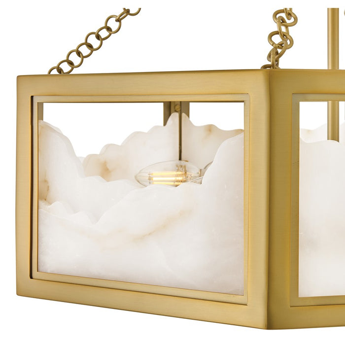 Fredrick Ramond Veleta 8Lt 26" Drum Chandelier, Brass/Alabaster
