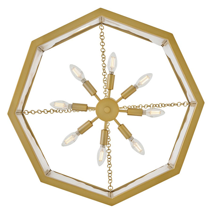 Fredrick Ramond Veleta 8Lt 26" Drum Chandelier, Brass/Alabaster