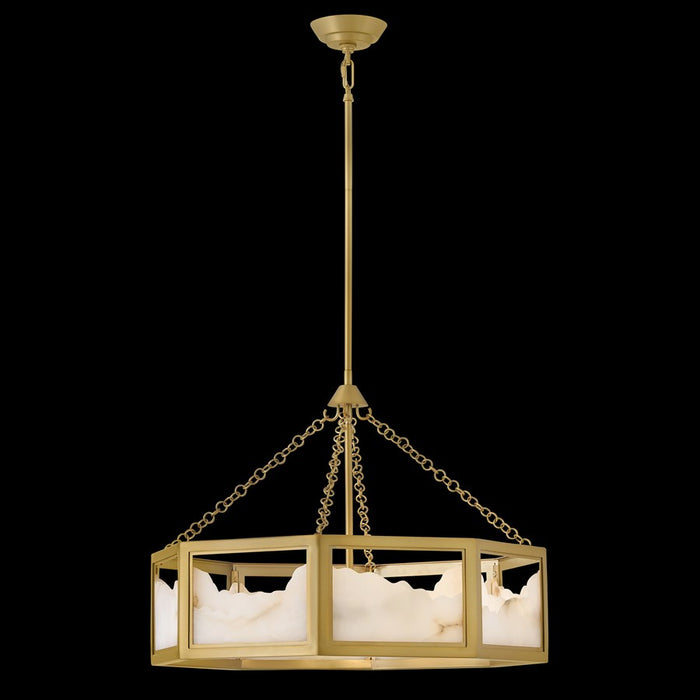 Fredrick Ramond Veleta 8Lt 26" Drum Chandelier, Brass/Alabaster