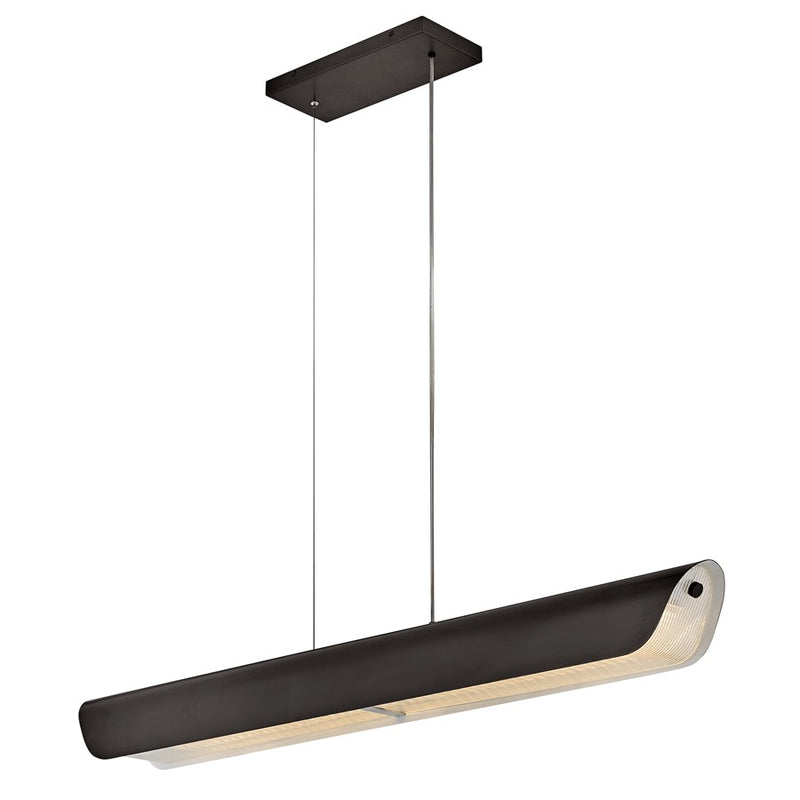 Fredrick Ramond Arco Chandelier, Black Oxide/Heavy Clear Ribbed