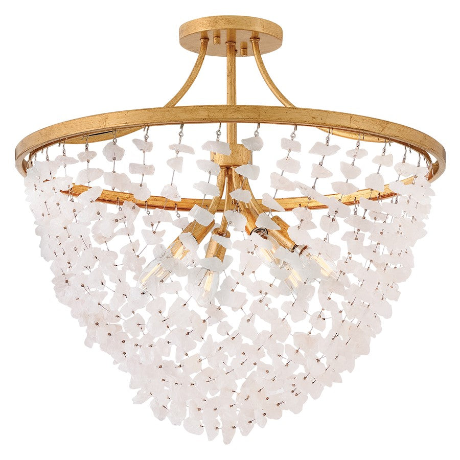 Fredrick Ramond Myra 6Lt 24" Semi-Flush Mount, Brass/Rock Crystal - FR41591DA