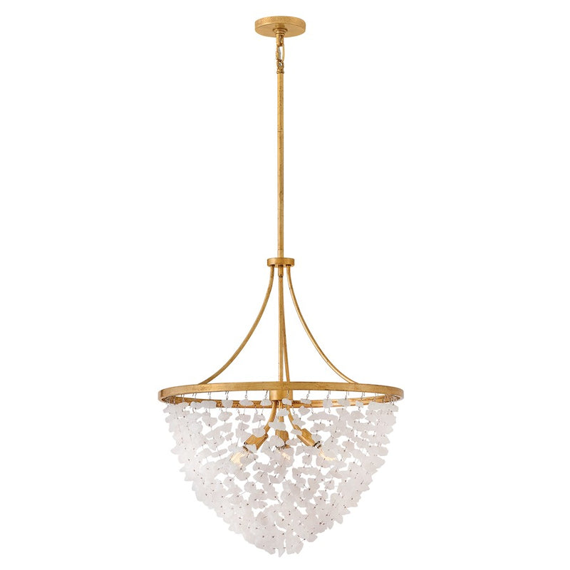 Hinkley Myra 24in 6-Light Chandelier | Transitional Distressed Brass and Rock Crystal | Living Room & Dining Room | 24 x 24 x 29 in | Model FR41594DA