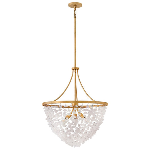 Fredrick Ramond Myra 6Lt 24" Chandelier, Brass/Rock Crystal