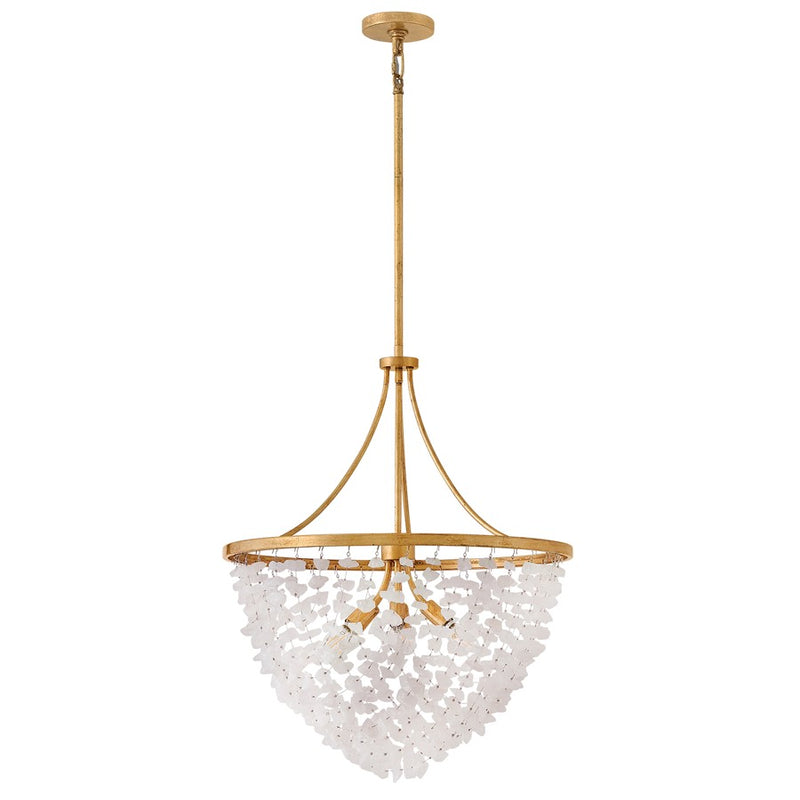 Hinkley Myra 24in 6-Light Chandelier | Transitional Distressed Brass and Rock Crystal | Living Room & Dining Room | 24 x 24 x 29 in | Model FR41594DA