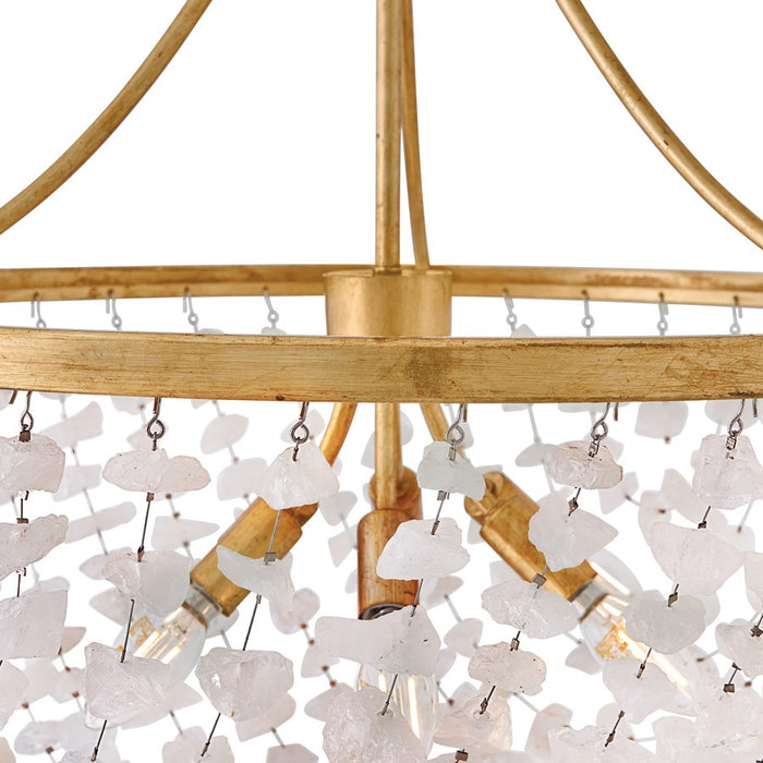 Fredrick Ramond Myra 6Lt 24" Chandelier, Brass/Rock Crystal