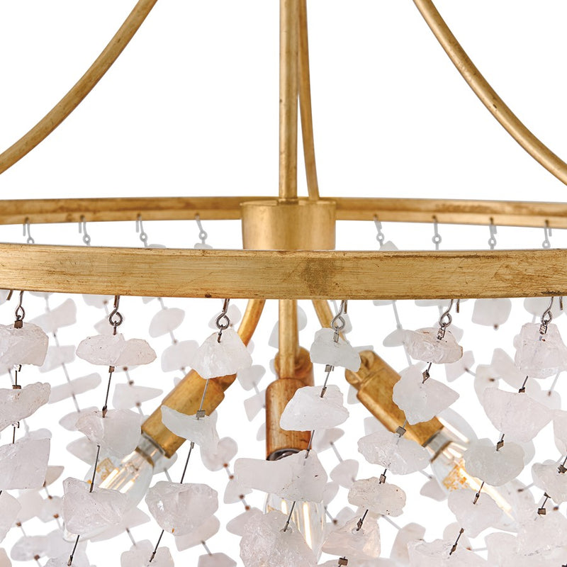 Hinkley Myra 24in 6-Light Chandelier | Transitional Distressed Brass and Rock Crystal | Living Room & Dining Room | 24 x 24 x 29 in | Model FR41594DA