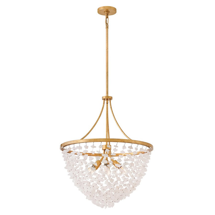 Fredrick Ramond Myra 6Lt 24" Chandelier, Brass/Rock Crystal