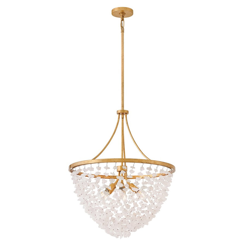 Hinkley Myra 24in 6-Light Chandelier | Transitional Distressed Brass and Rock Crystal | Living Room & Dining Room | 24 x 24 x 29 in | Model FR41594DA