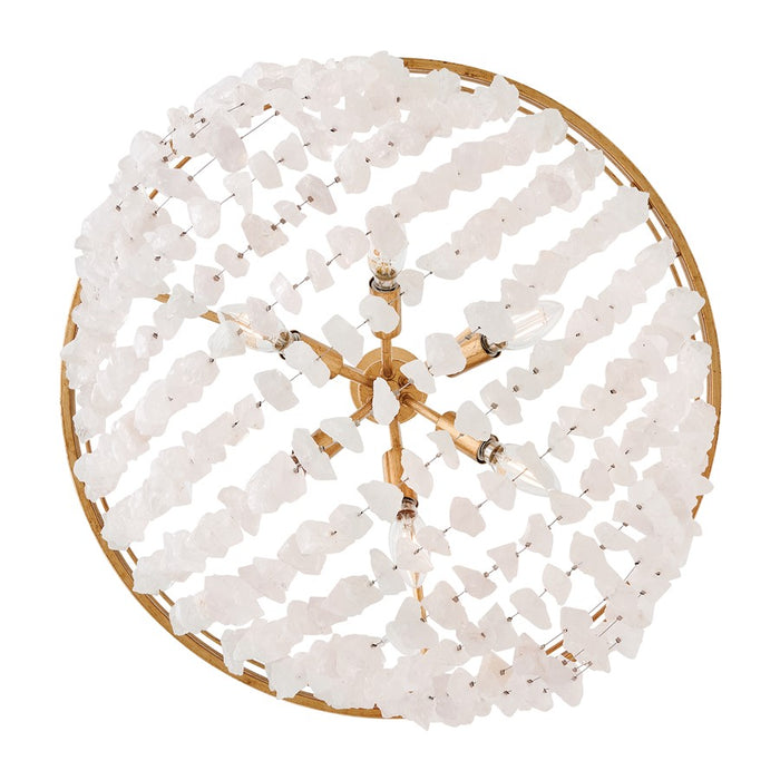 Fredrick Ramond Myra 6Lt 24" Chandelier, Brass/Rock Crystal