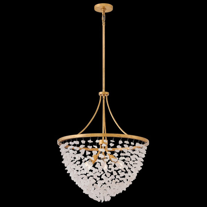 Fredrick Ramond Myra 6Lt 24" Chandelier, Brass/Rock Crystal