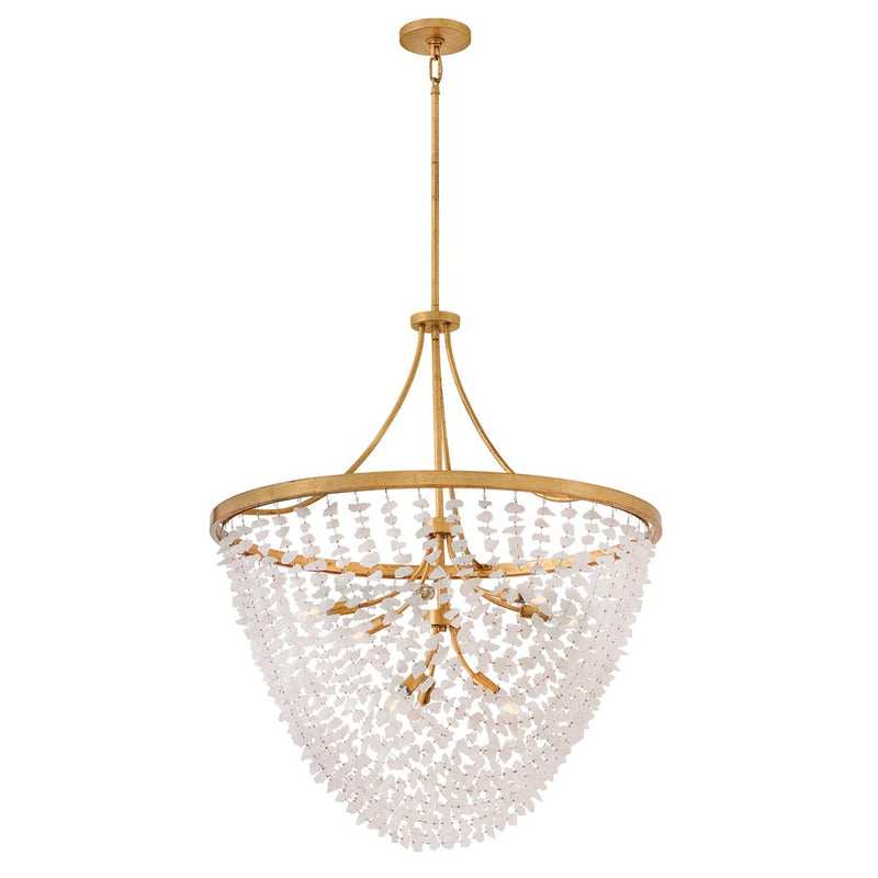 Fredrick Ramond Myra 9Lt 35" Chandelier, Brass/Rock Crystal