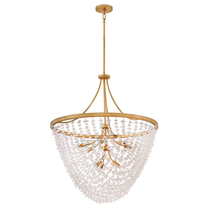 Fredrick Ramond Myra 9Lt 35" Chandelier, Brass/Rock Crystal