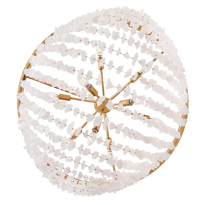 Fredrick Ramond Myra 9Lt 35" Chandelier, Brass/Rock Crystal